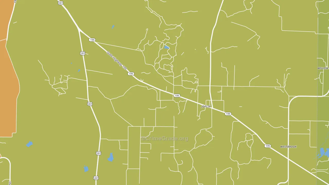 Joplin, TX Map of Burglary Rates