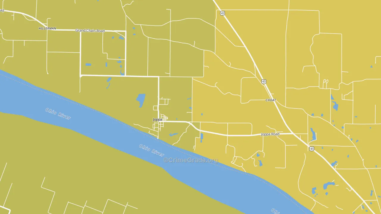 Joppa, IL Map of Burglary Rates