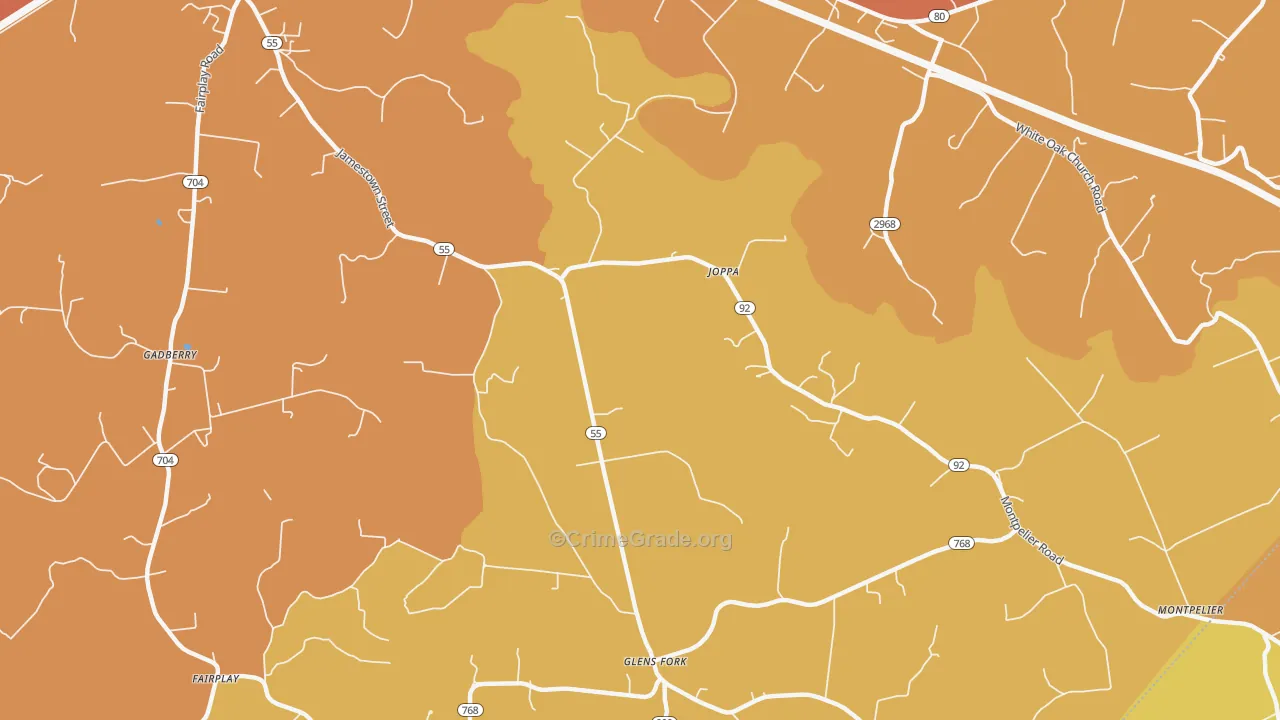 Joppa, KY Map of Burglary Rates