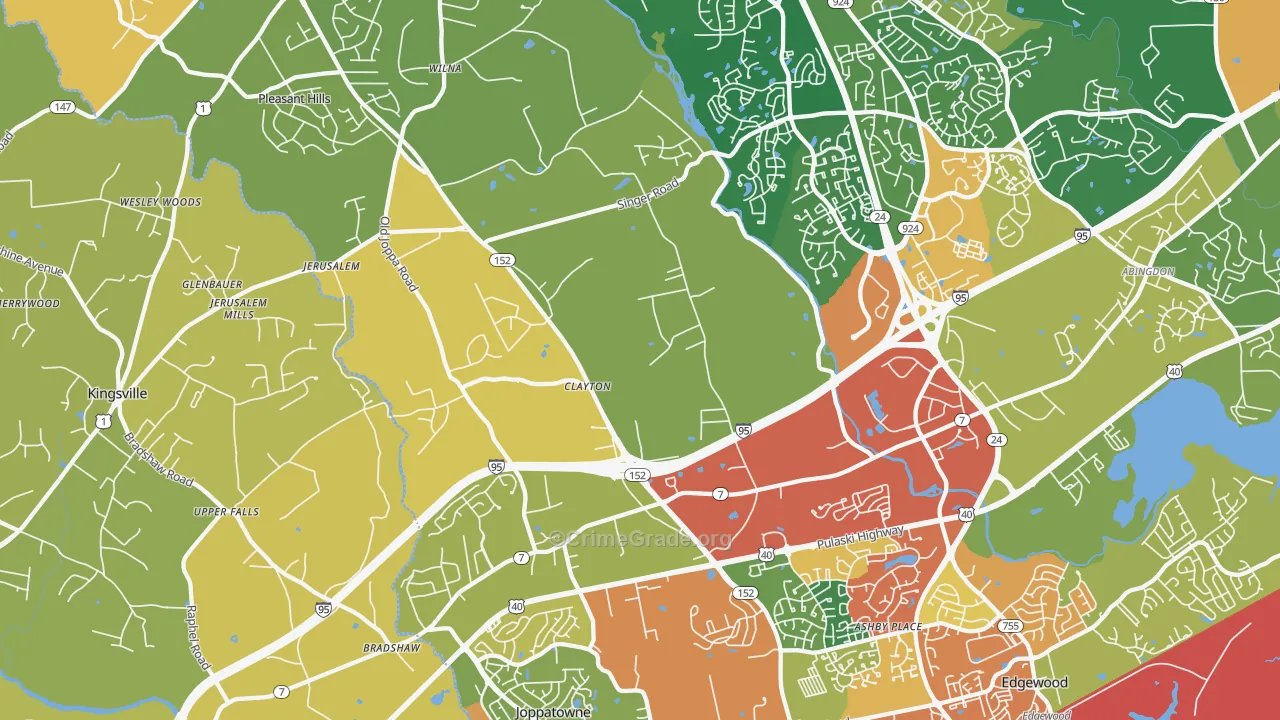 Joppa, MD Map of Burglary Rates