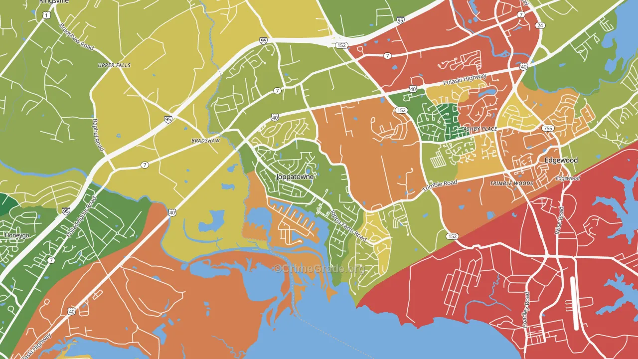 Joppatowne, MD Map of Burglary Rates