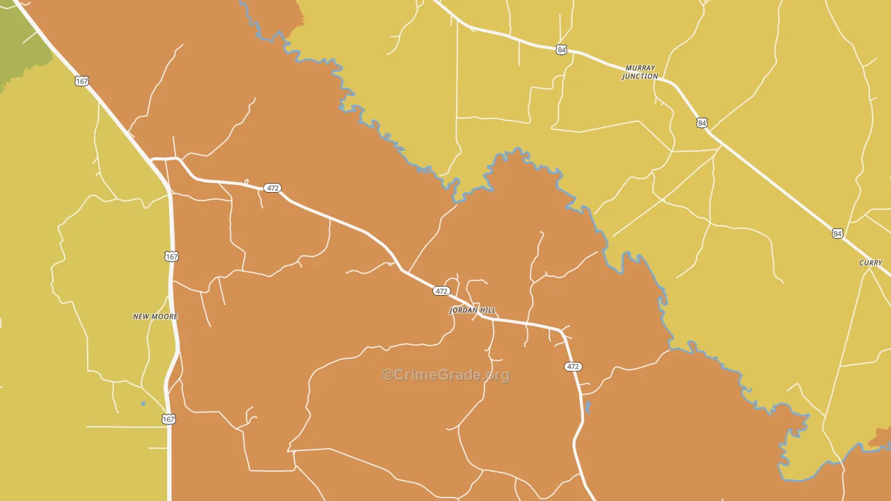 Jordan Hill, LA Map of Burglary Rates