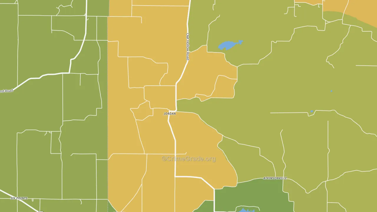 Jordan, IN Map of Burglary Rates