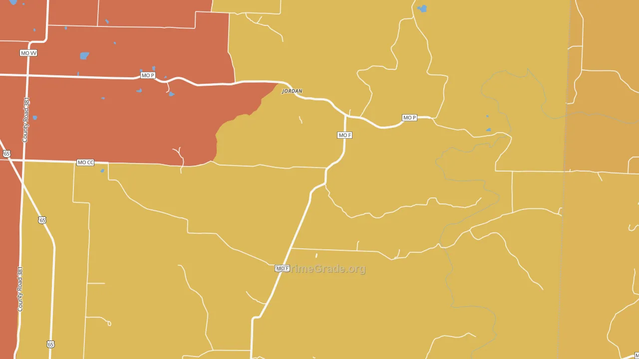 Jordan, MO Map of Burglary Rates