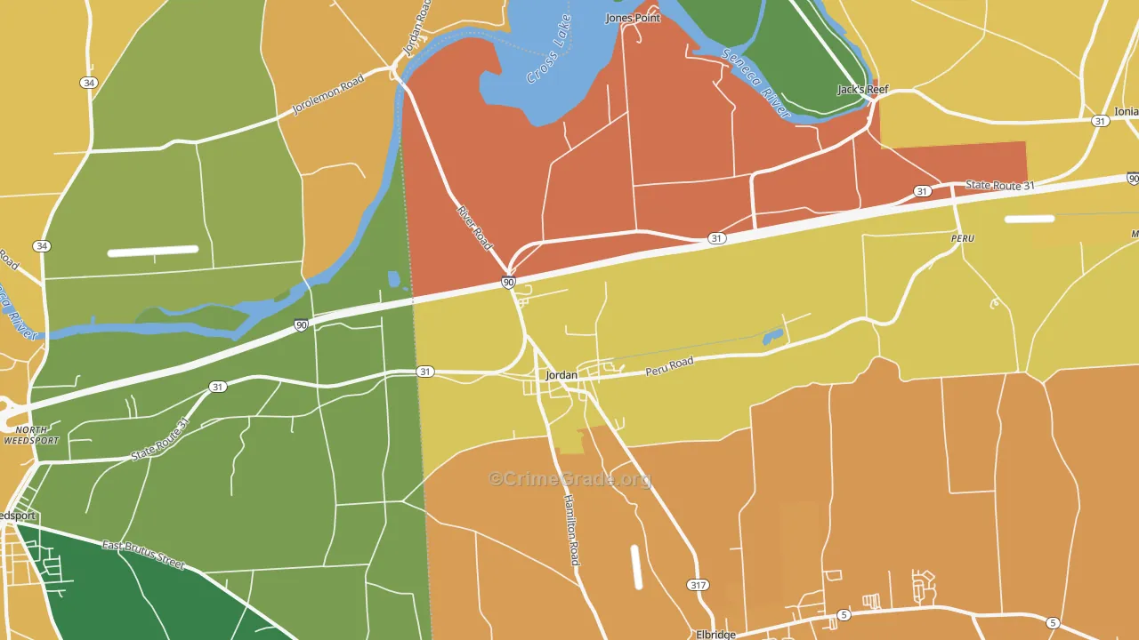 Jordan, NY Map of Burglary Rates
