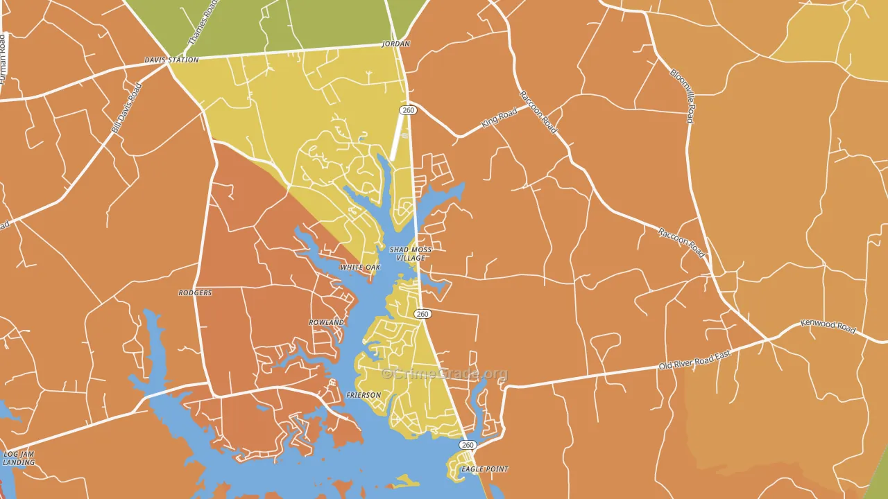 Jordan, SC Map of Burglary Rates