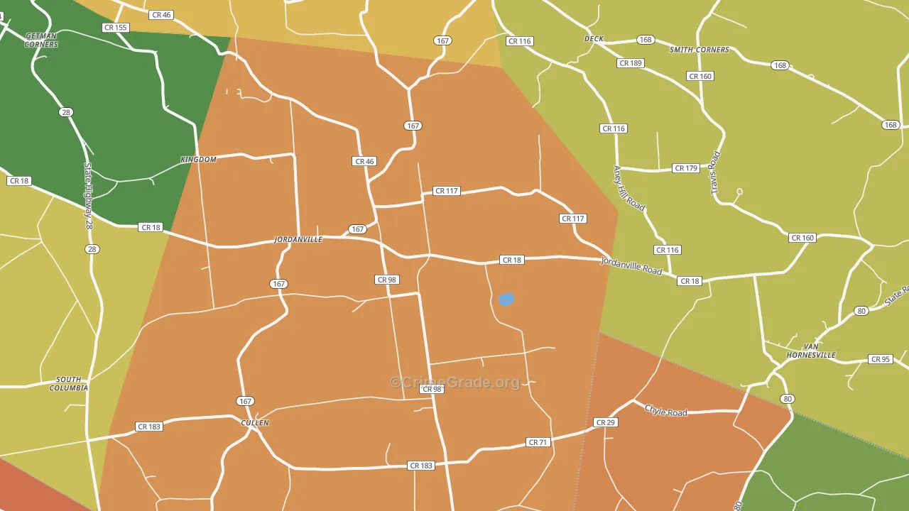 Jordanville, NY Map of Burglary Rates