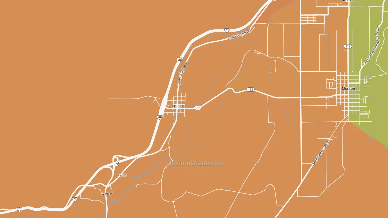 Joseph, UT Map of Burglary Rates