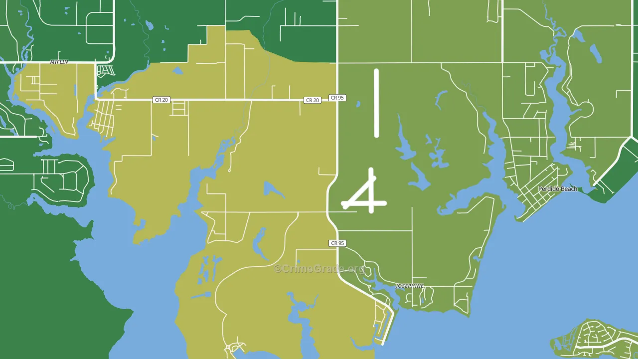 Josephine, AL Map of Burglary Rates