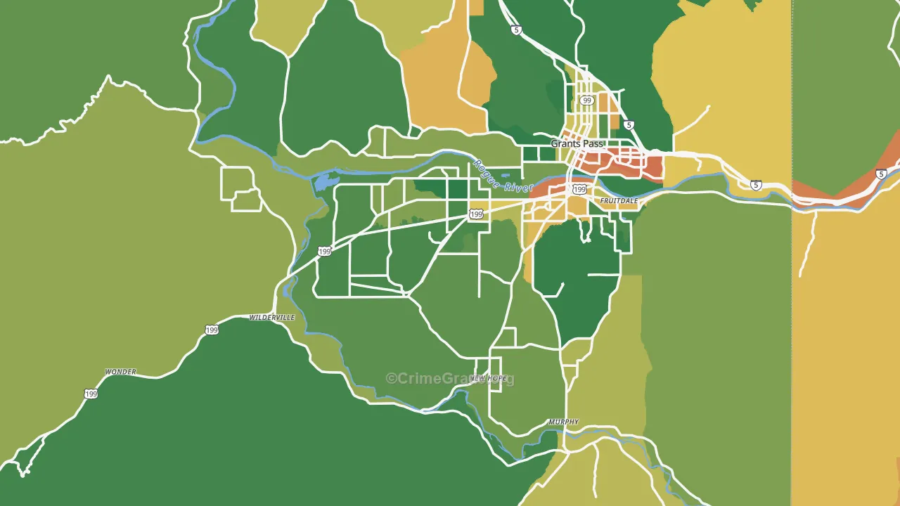 Josephine County, OR Map of Burglary Rates