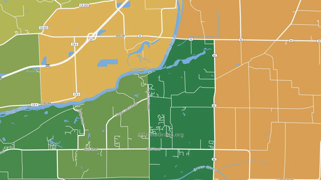 Joslin, IL Map of Burglary Rates