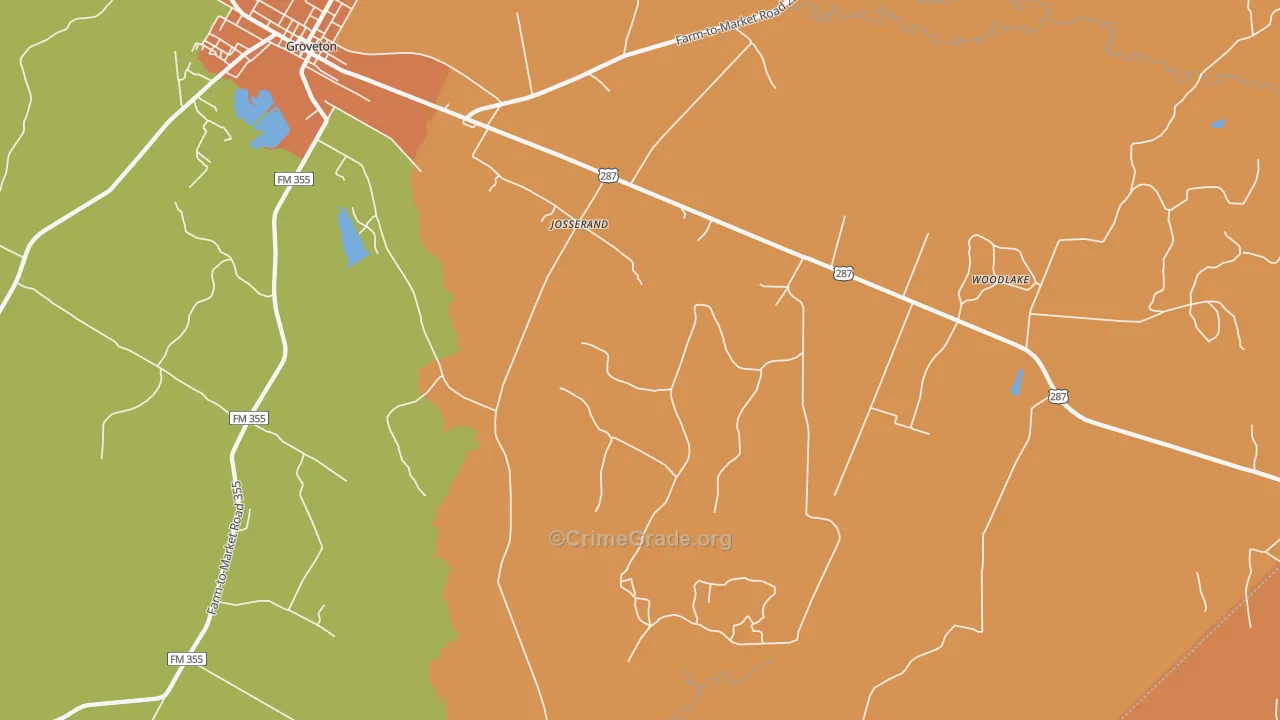 Josserand, TX Map of Burglary Rates