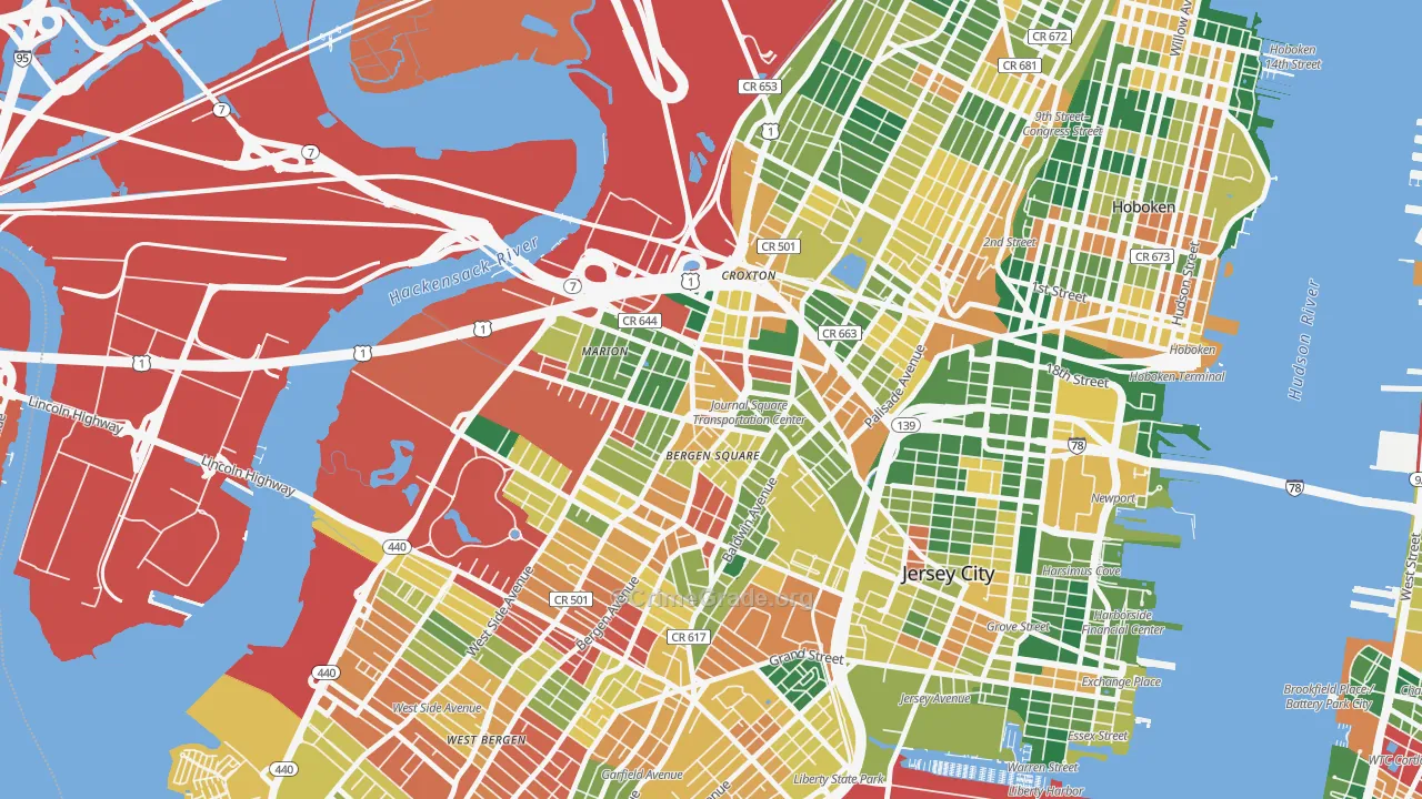 Journal Square, Jersey City, NJ Map of Burglary Rates