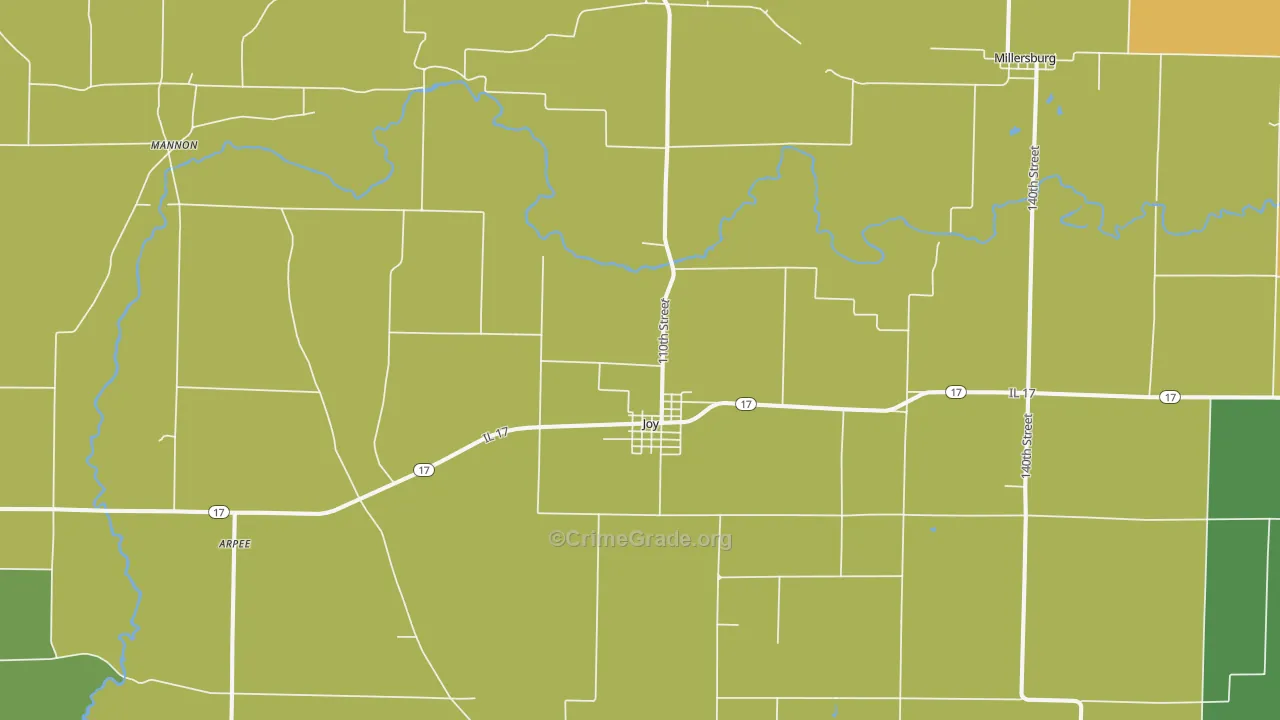 Joy, IL Map of Burglary Rates