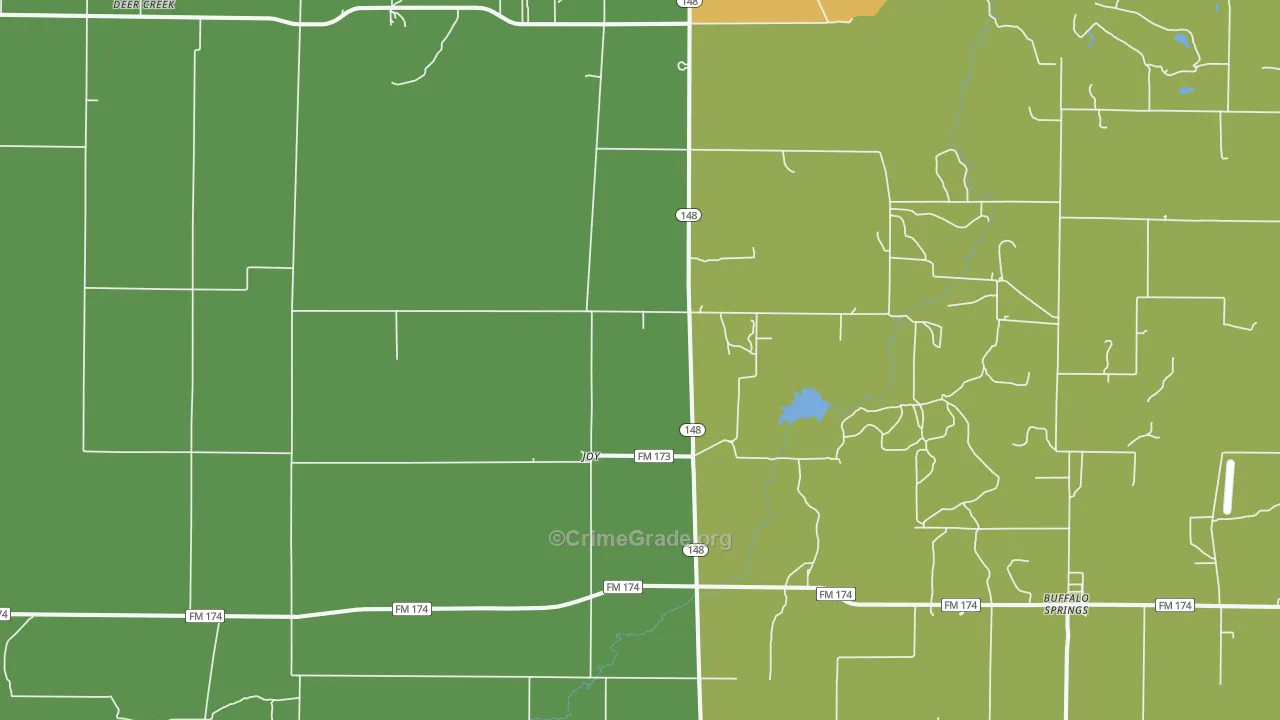 Joy, TX Map of Burglary Rates