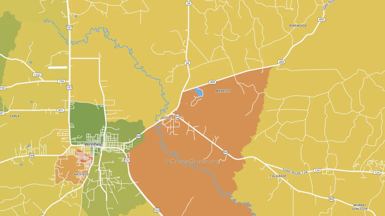 Joyce, LA Map of Burglary Rates