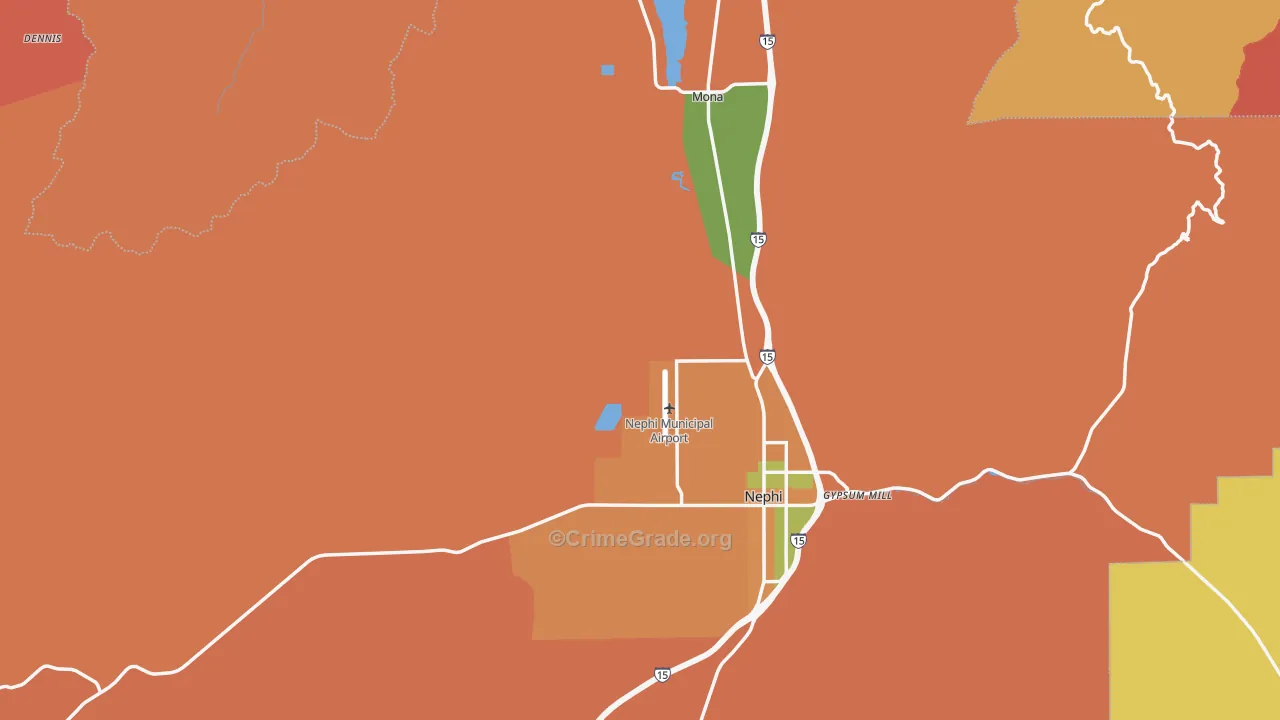 Juab County, UT Map of Burglary Rates