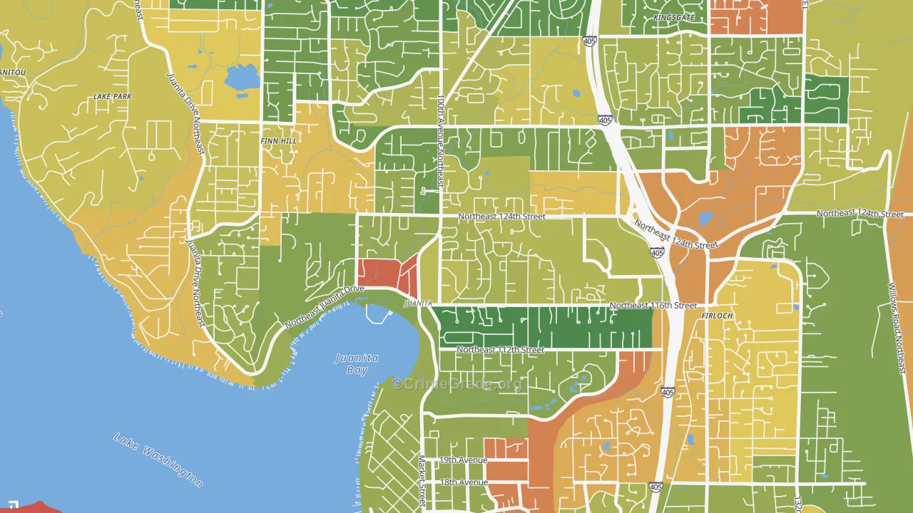 Juanita, Kirkland, WA Map of Burglary Rates