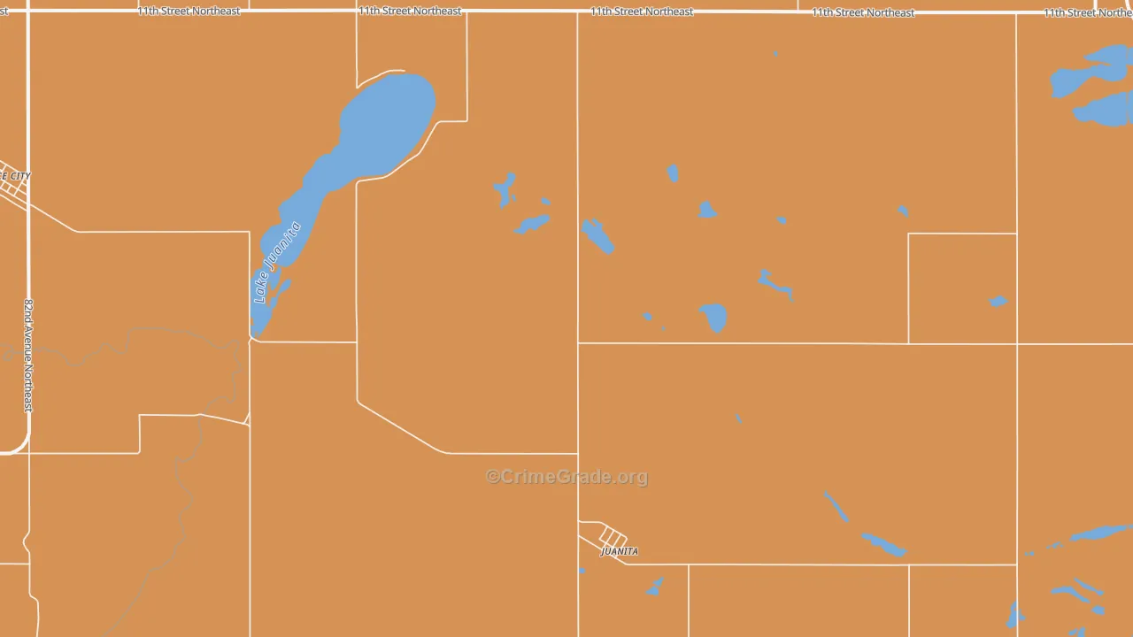 Juanita, ND Map of Burglary Rates