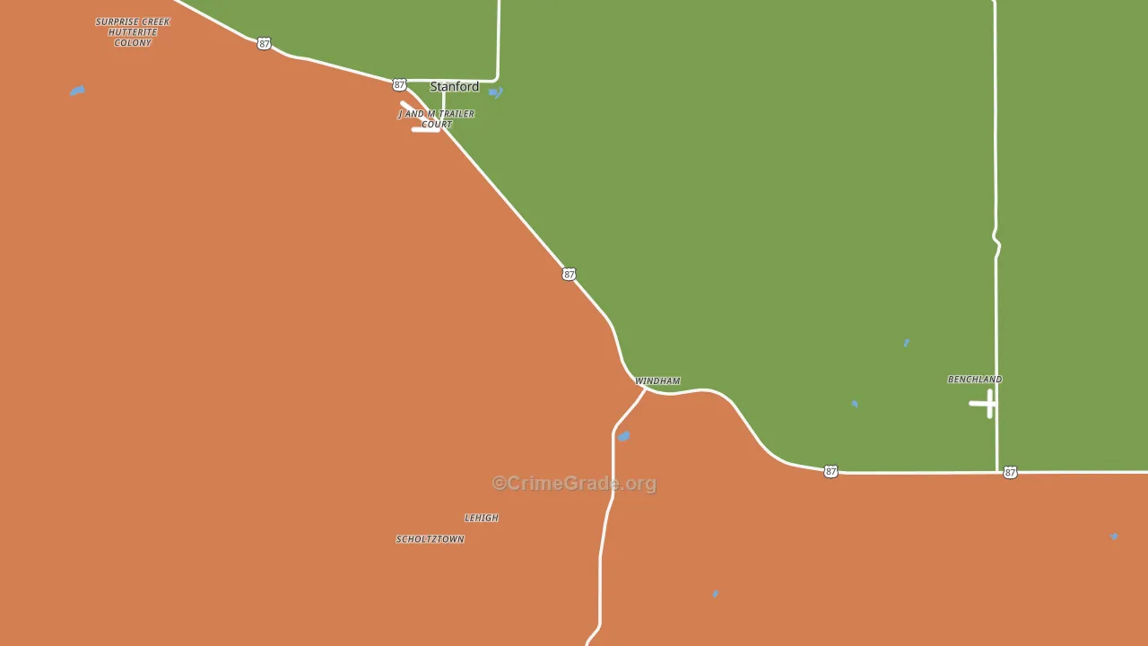 Judith Basin County, MT Map of Burglary Rates