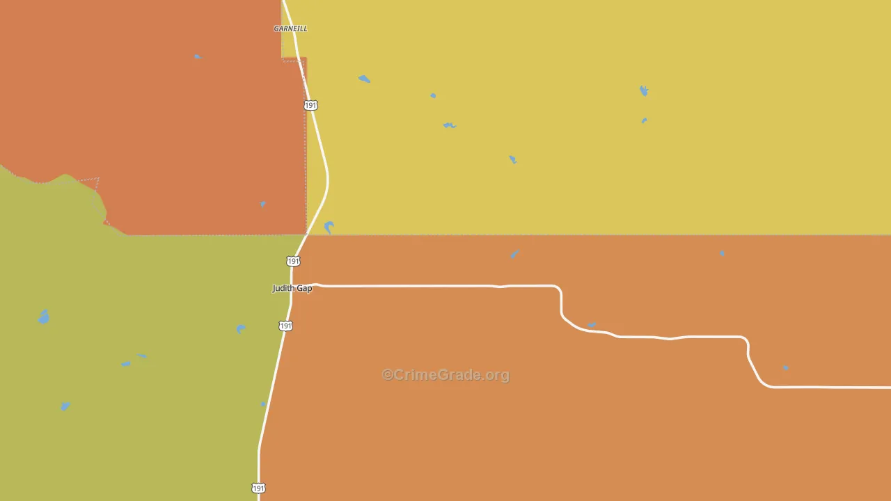 Judith Gap, MT Map of Burglary Rates