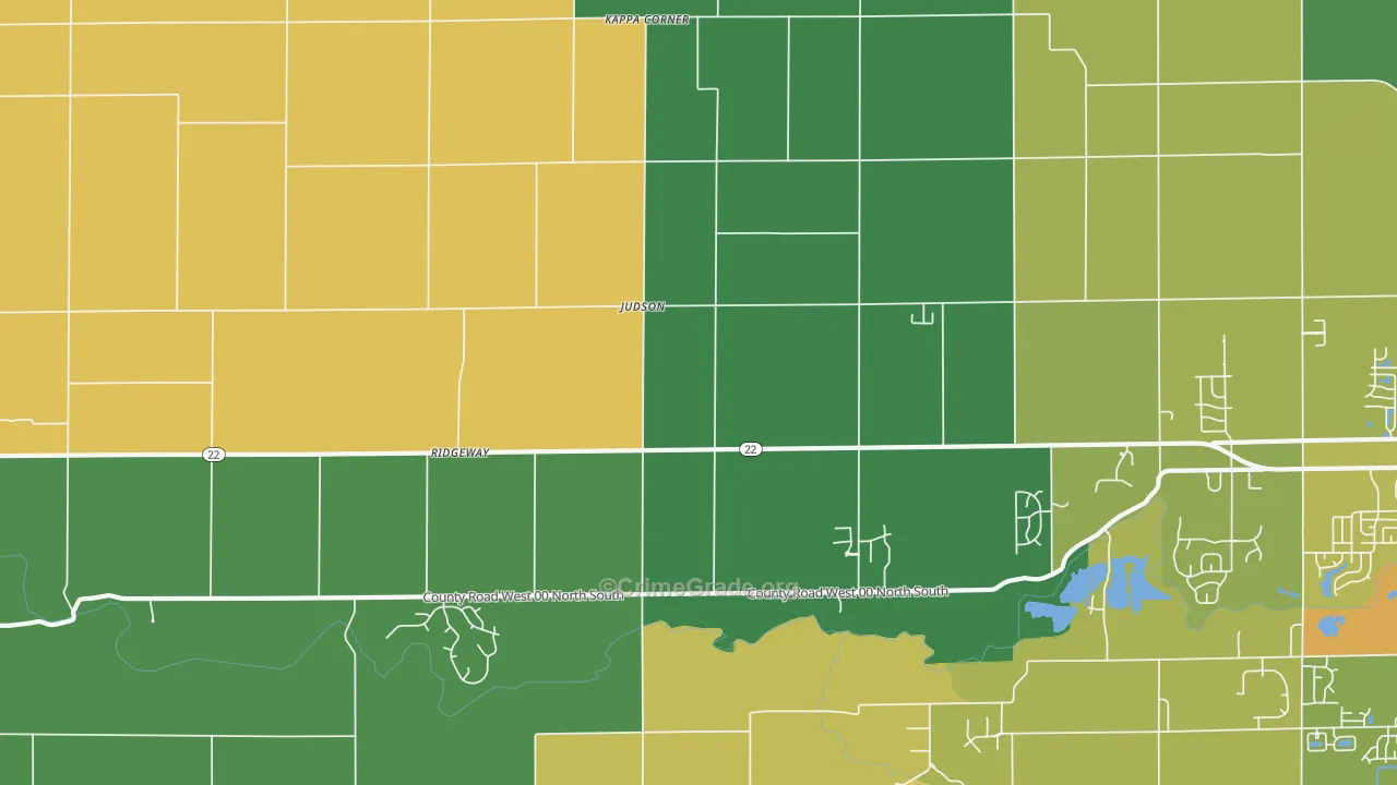 Judson, IN Map of Burglary Rates