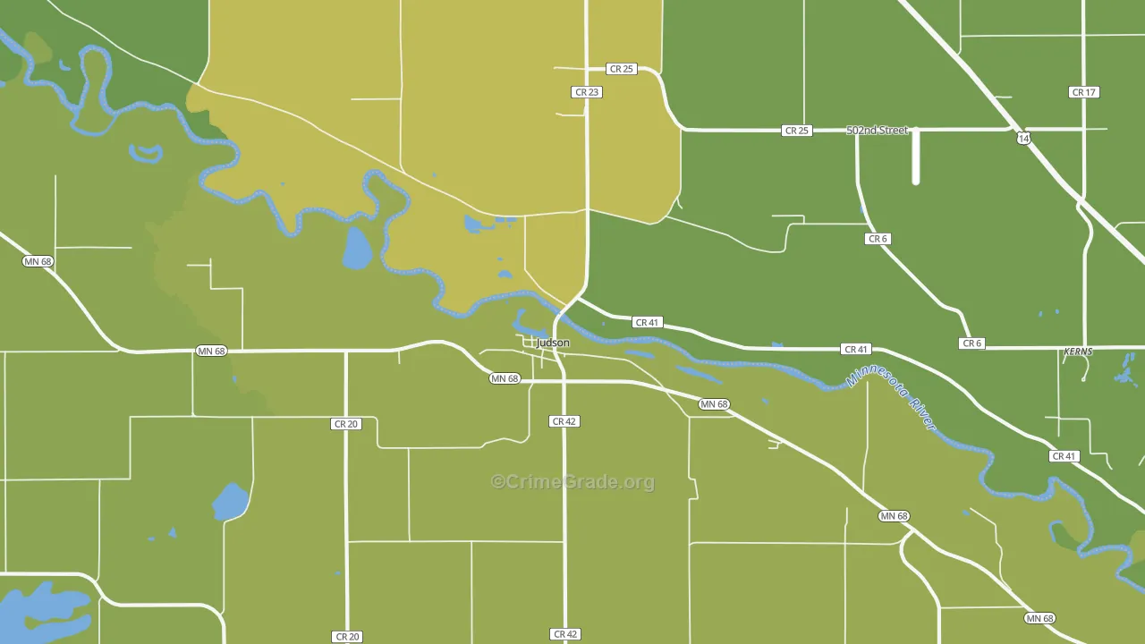 Judson, MN Map of Burglary Rates