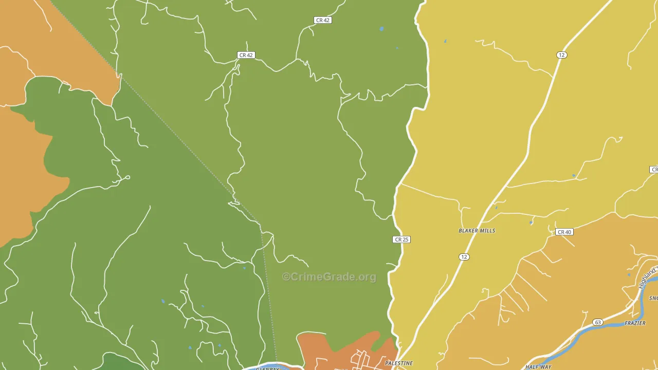 Judson, WV Map of Burglary Rates