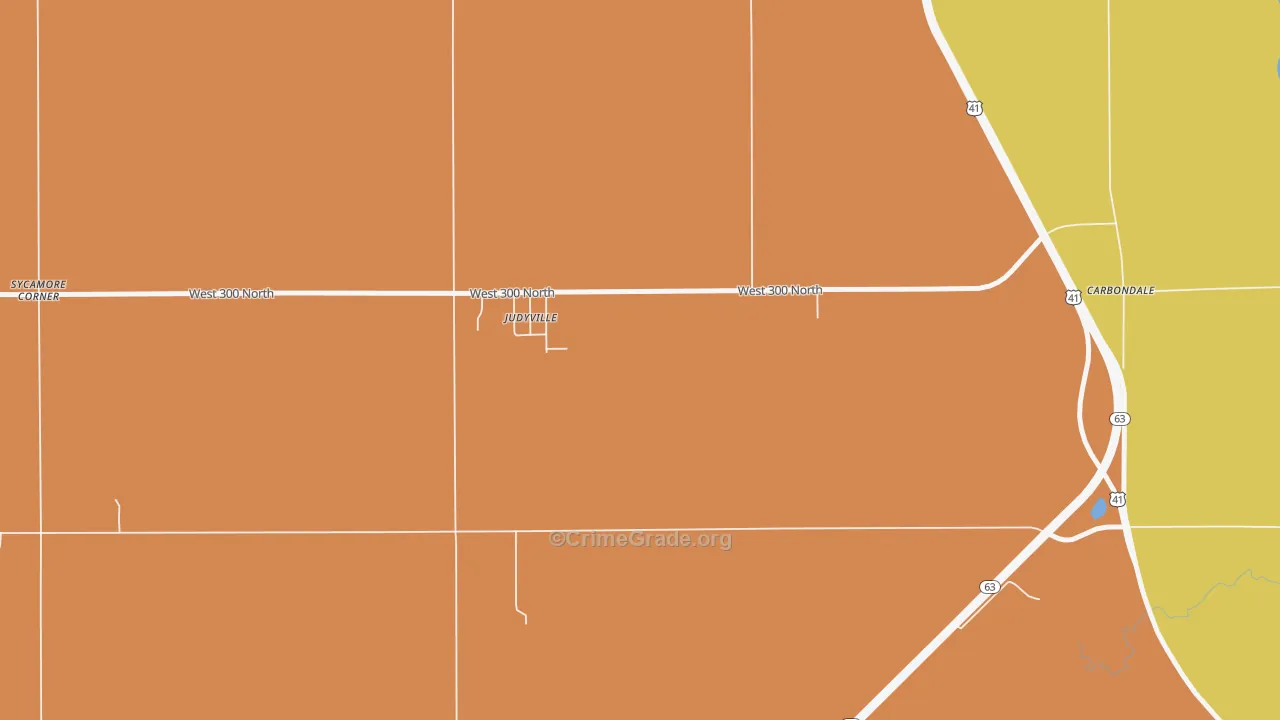 Judyville, IN Map of Burglary Rates