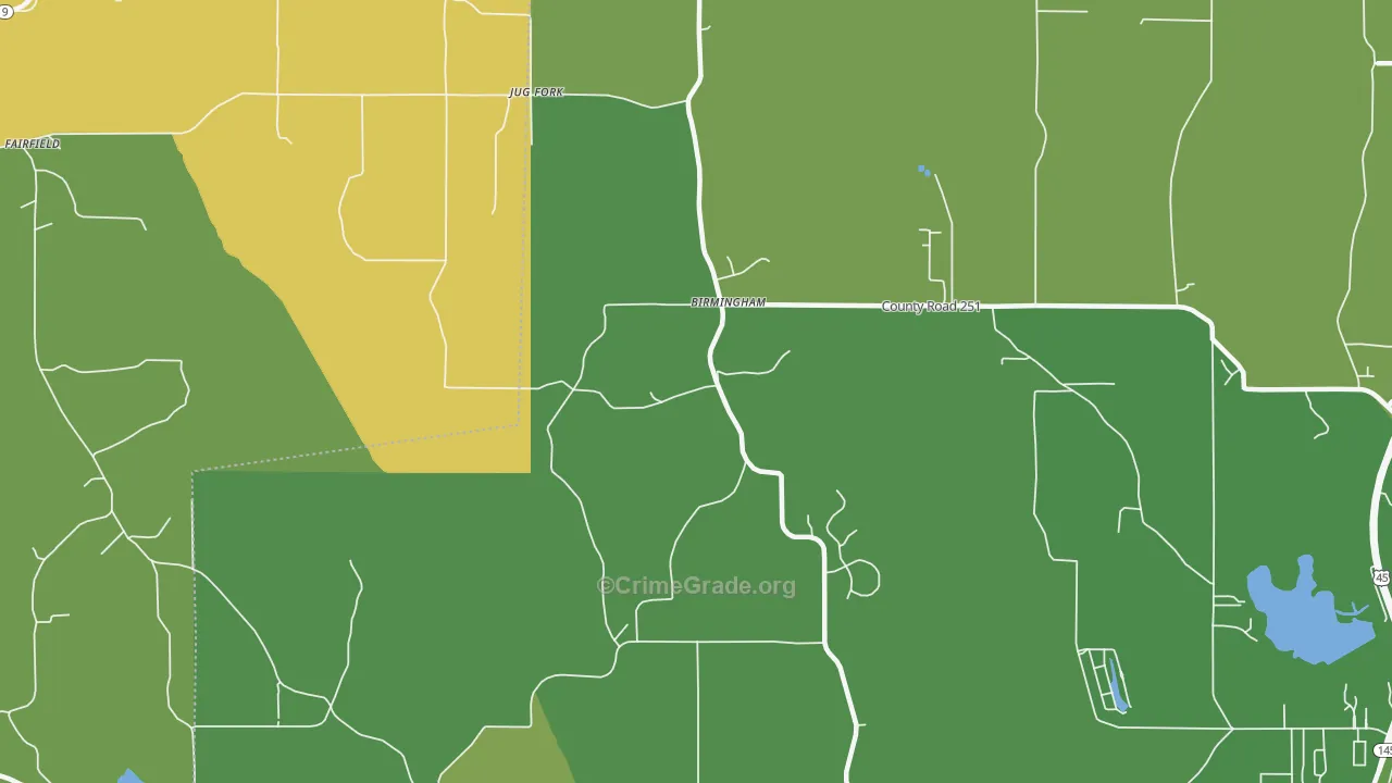 Jug Fork, MS Map of Burglary Rates
