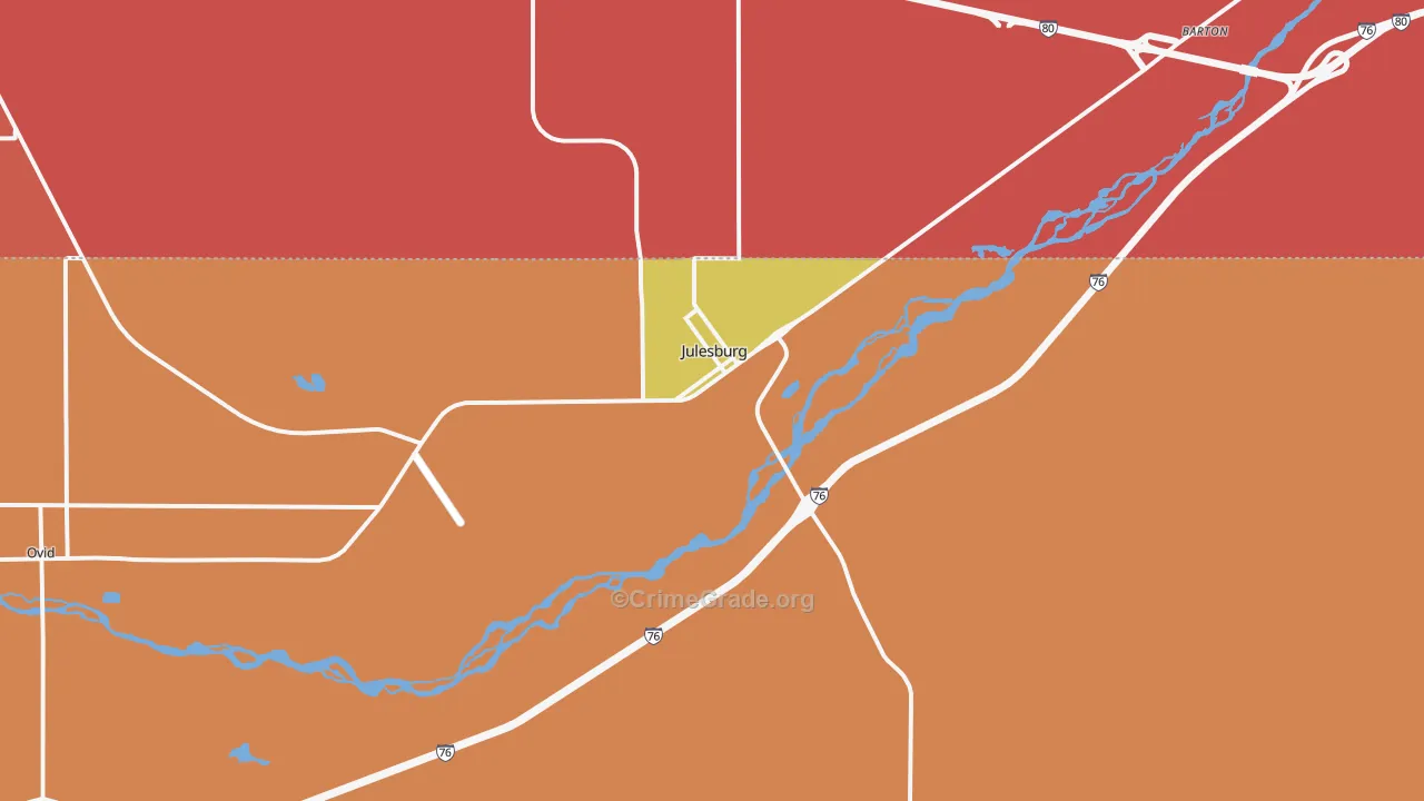 Julesburg, CO Map of Burglary Rates