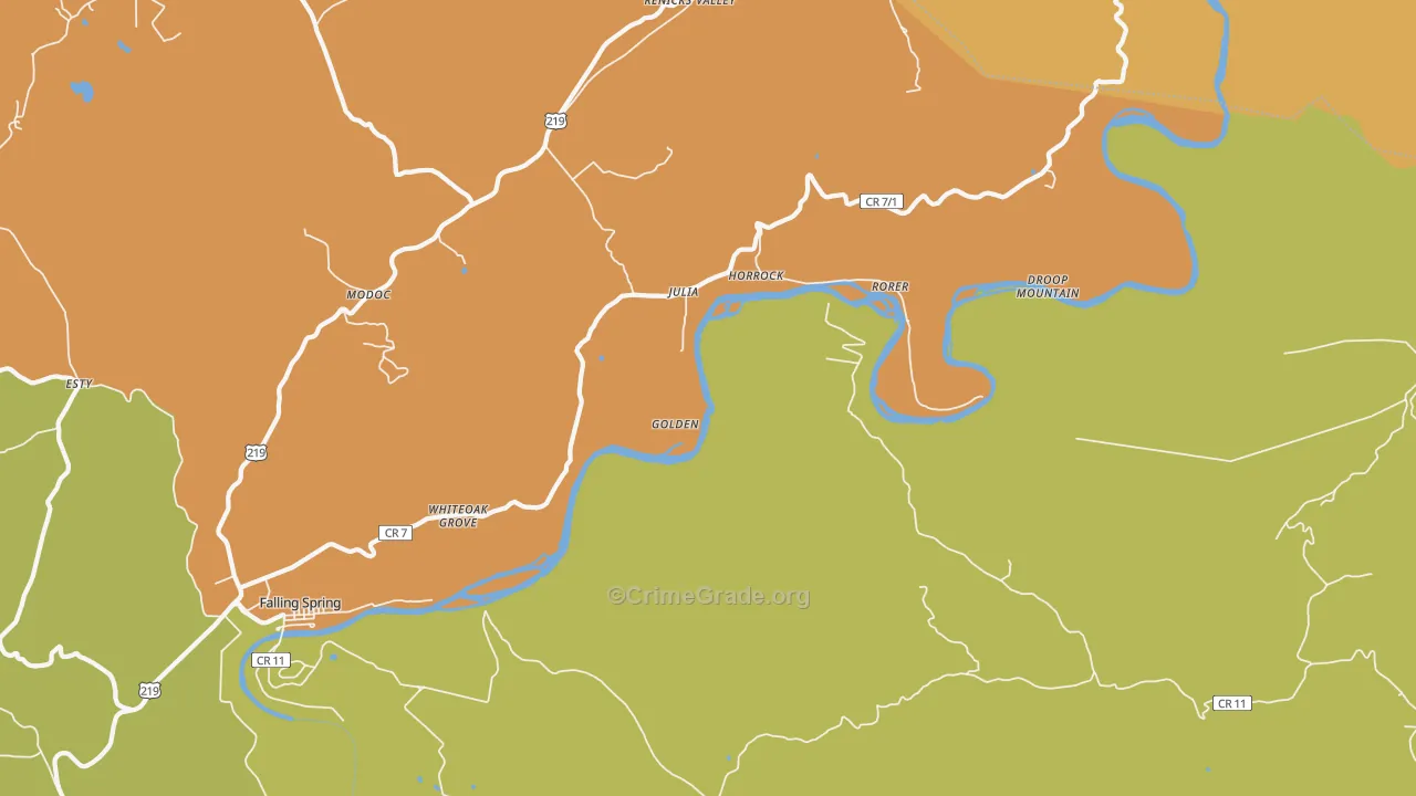 Julia, WV Map of Burglary Rates