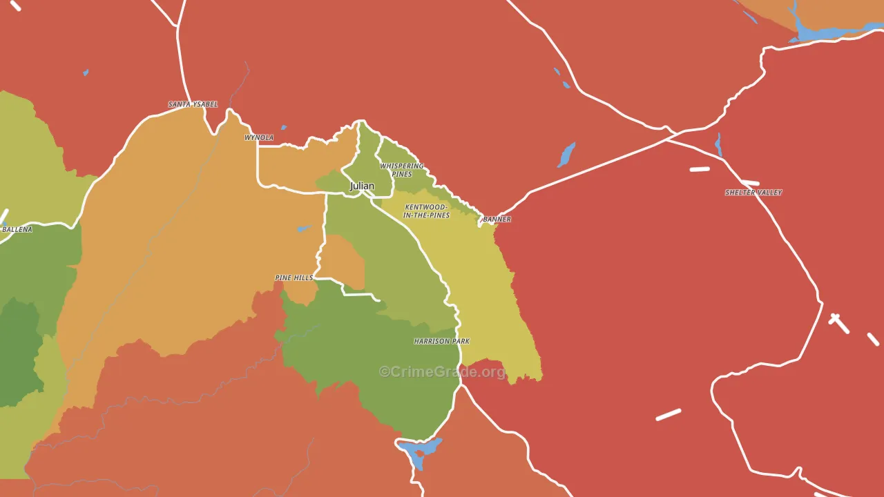 Julian, CA Map of Burglary Rates