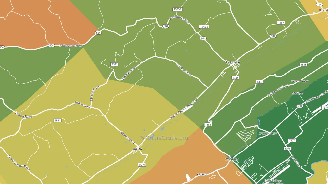 Julian, PA Map of Burglary Rates