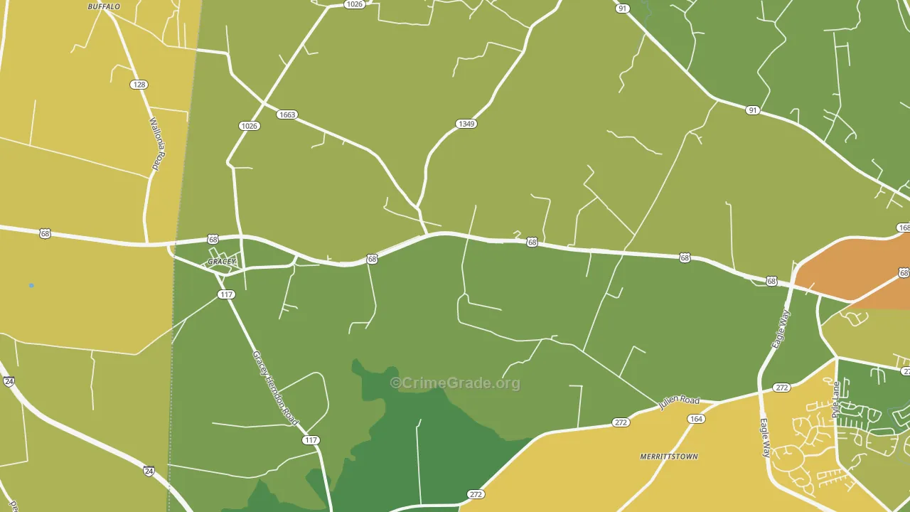Julien, KY Map of Burglary Rates