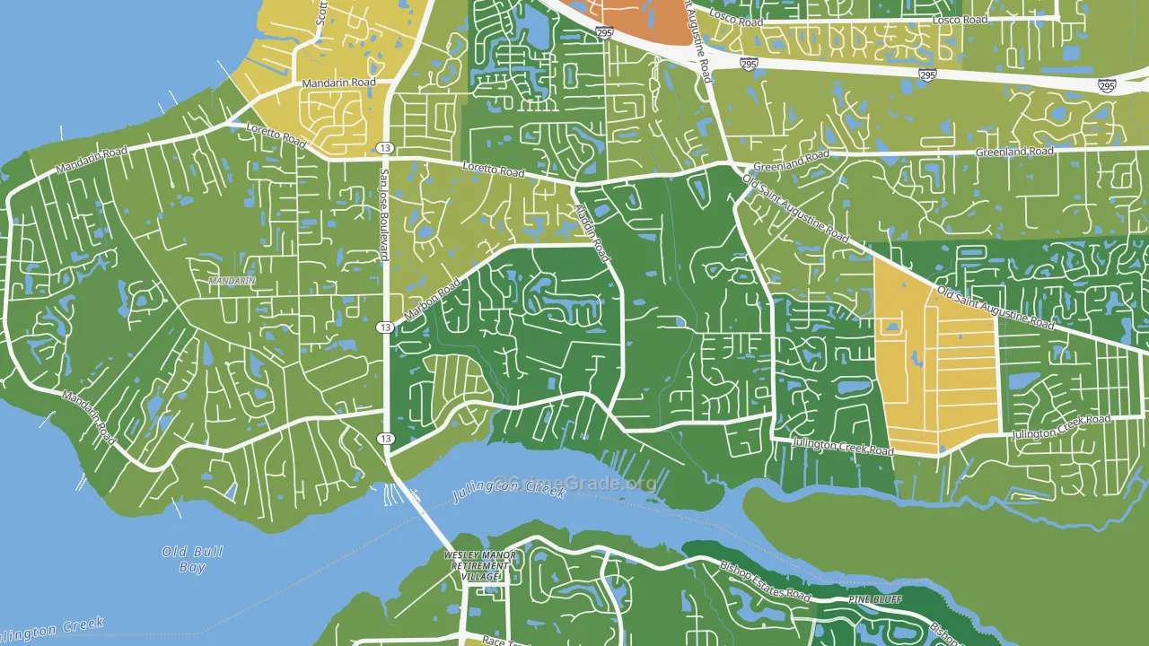 Julington Creek, Jacksonville, FL Map of Burglary Rates