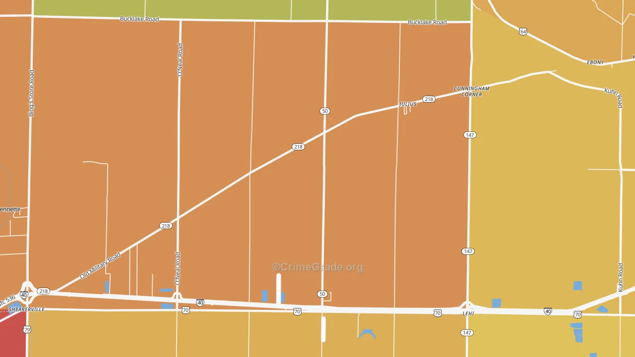 Julius, AR Map of Burglary Rates