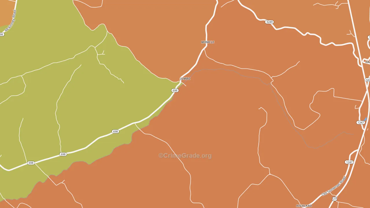 Jumbo, KY Map of Burglary Rates