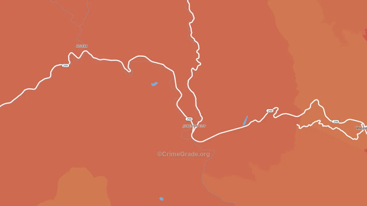 Junction City, CA Map of Burglary Rates