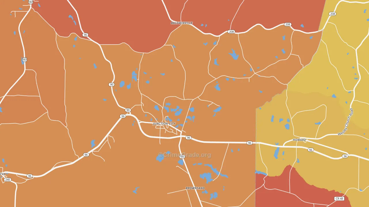 Junction City, GA Map of Burglary Rates