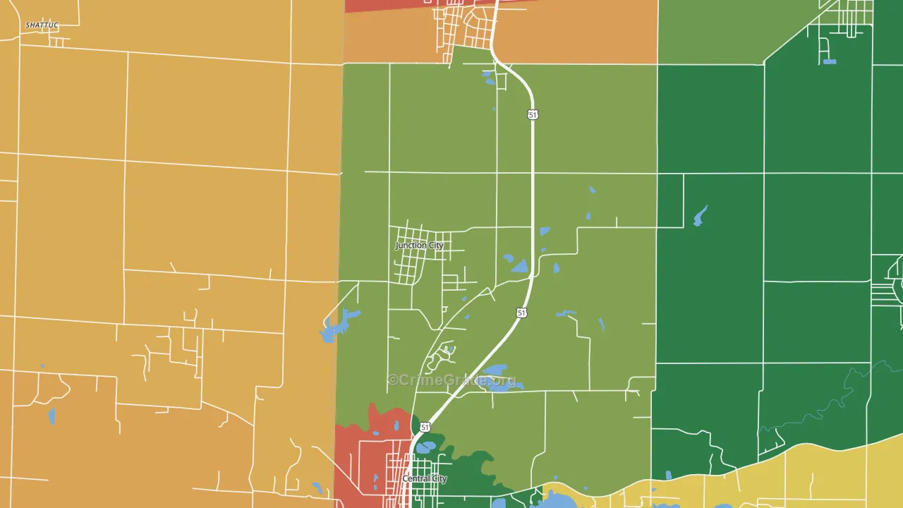 Junction City, IL Map of Burglary Rates