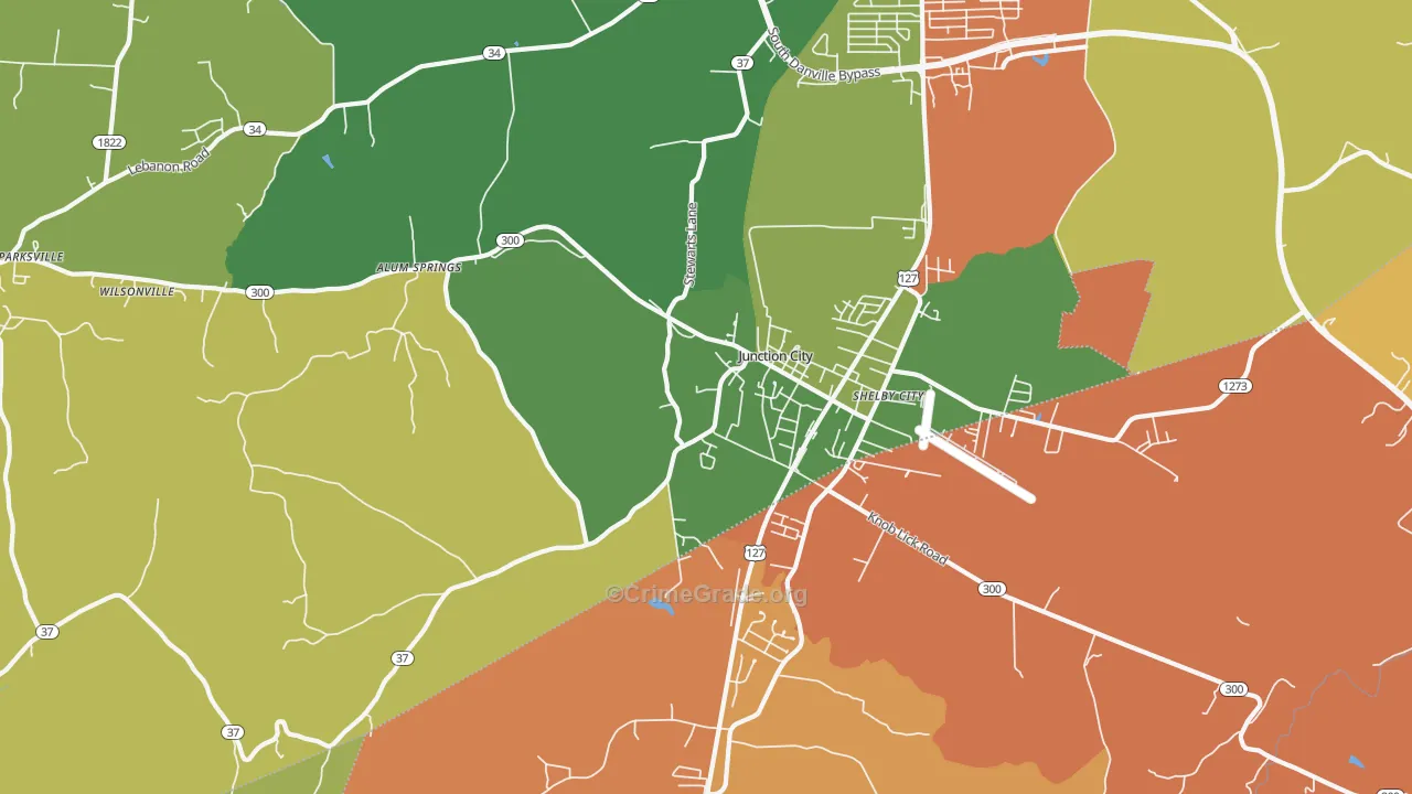 Junction City, KY Map of Burglary Rates