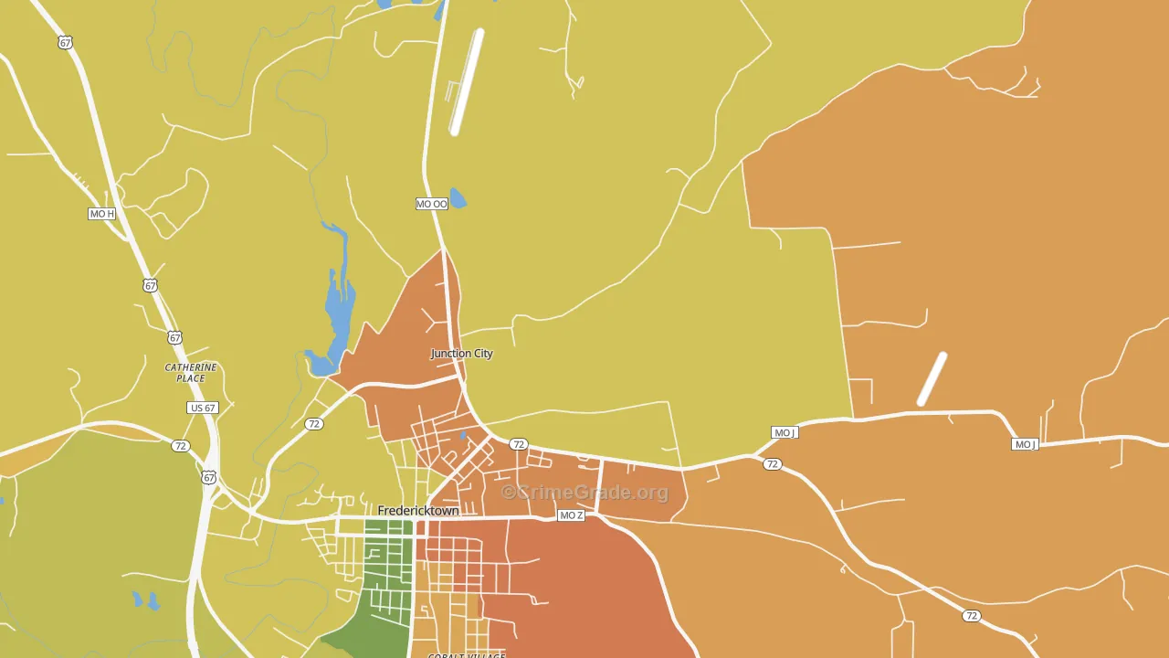 Junction City, MO Map of Burglary Rates