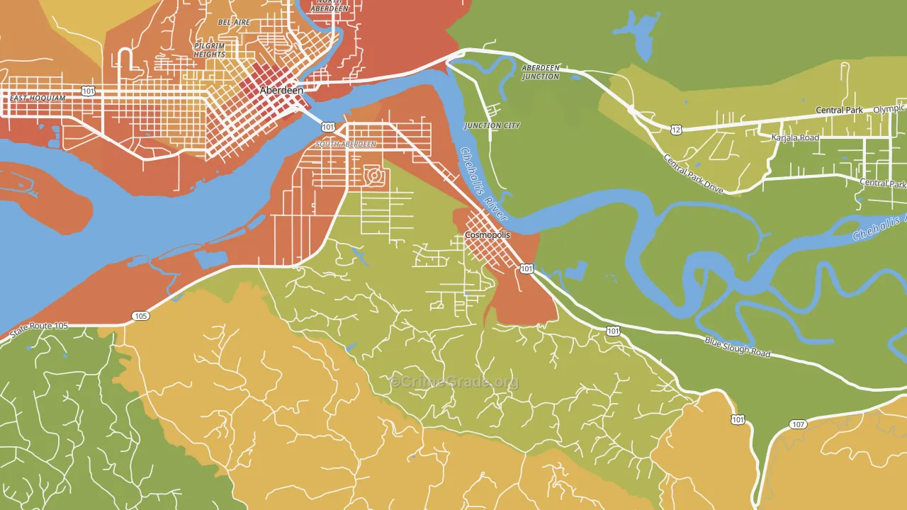 Junction City, WA Map of Burglary Rates