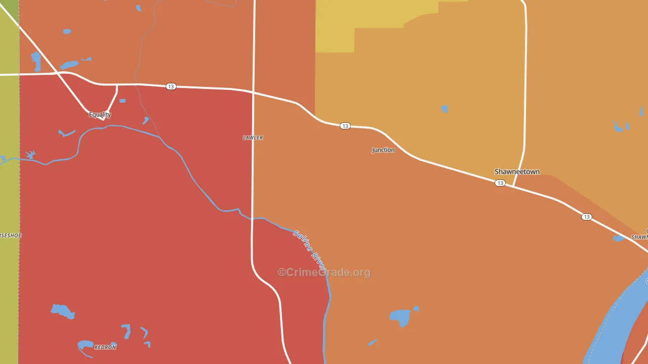 Junction, IL Map of Burglary Rates