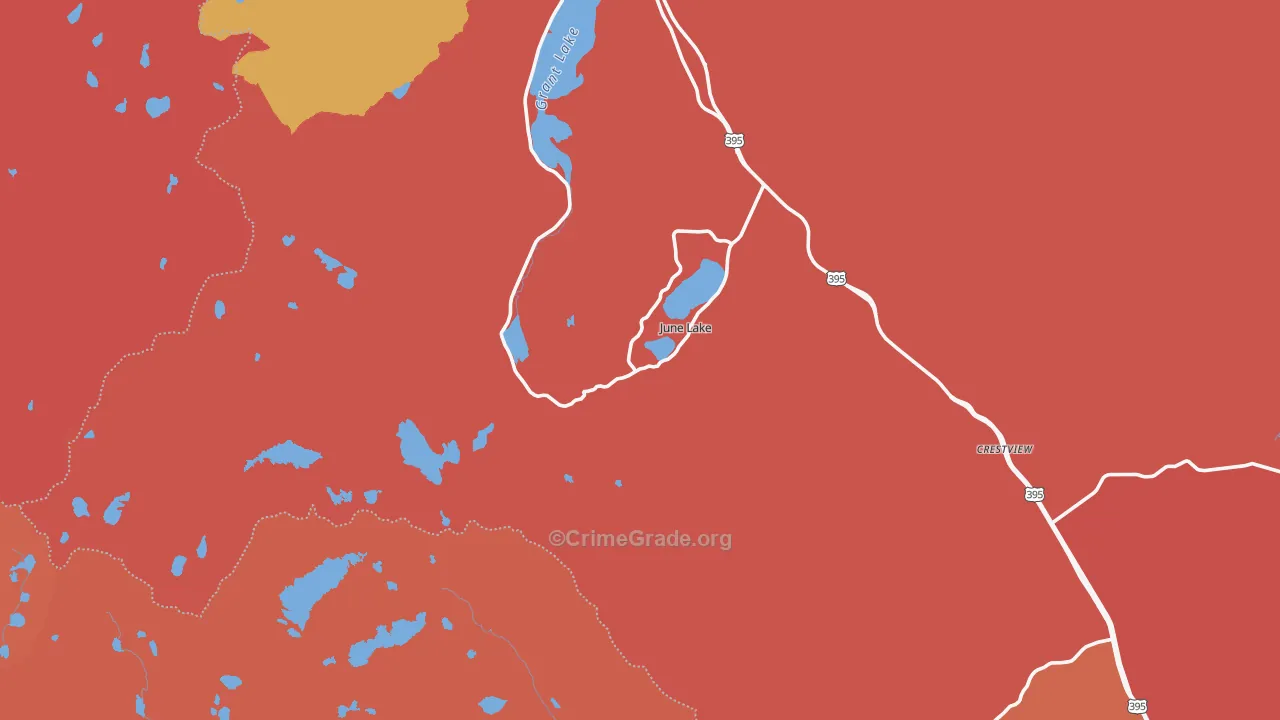 June Lake, CA Map of Burglary Rates
