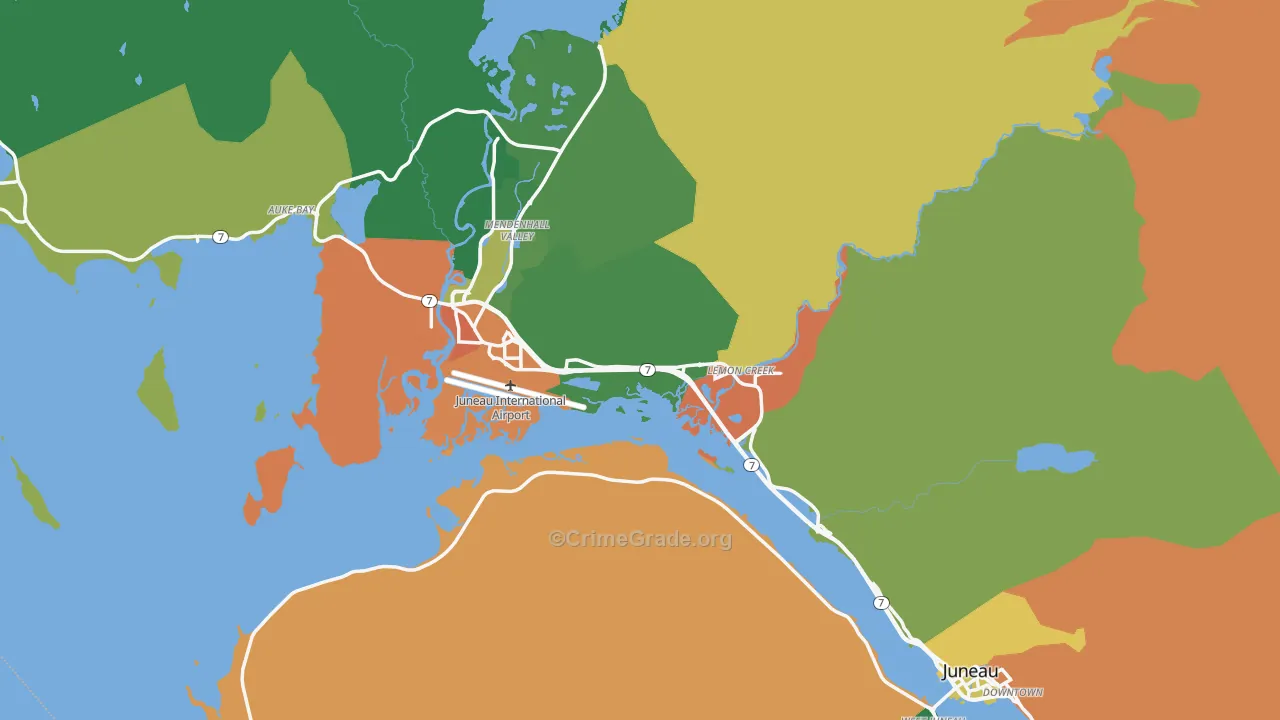 Juneau City and Borough, AK Map of Burglary Rates