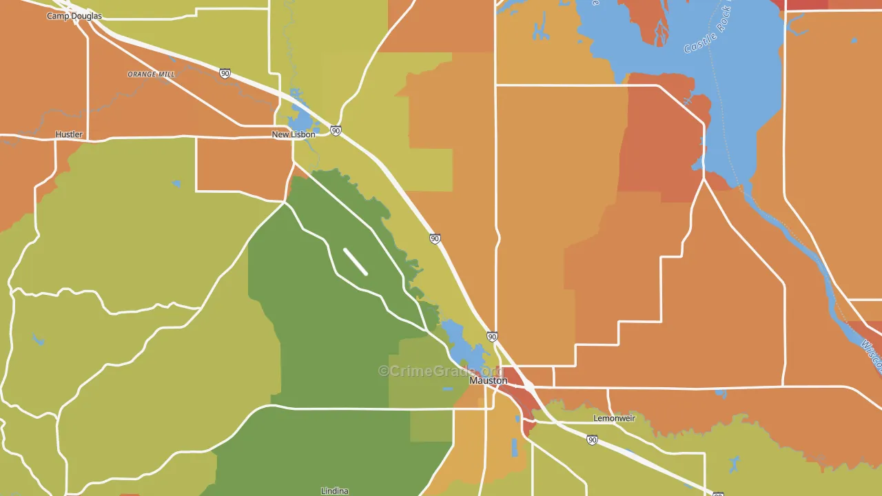 Juneau County, WI Map of Burglary Rates