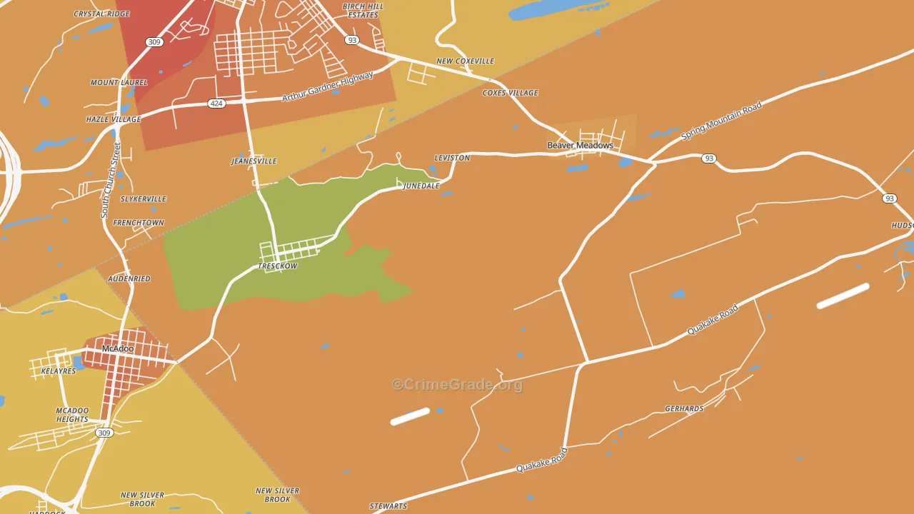 Junedale, PA Map of Burglary Rates