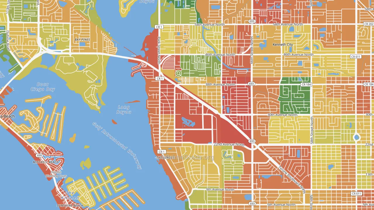 Jungle Terrace, St. Petersburg, FL Map of Burglary Rates